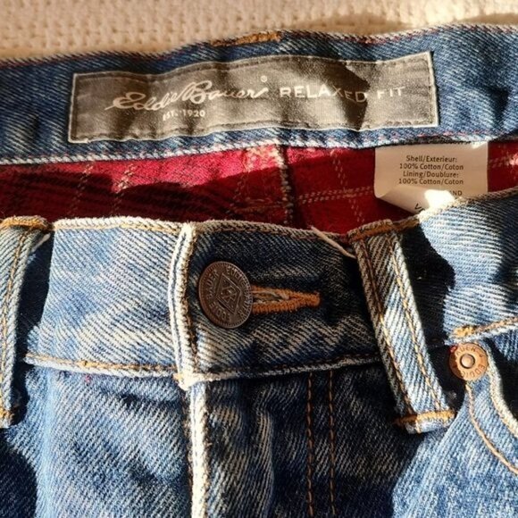 Eddie Bauer Relaxed Fit Flannel Lined Insulated Pocketed High Rise Sz 34x32 Jean - Picture 2 of 13